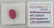 3.87/CT Natural Ruby Stone with Govt. Lab Certificate-16140S206367